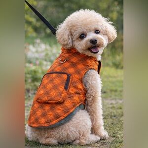 Orange Quilted Dog Jacket / Vest – Size XS